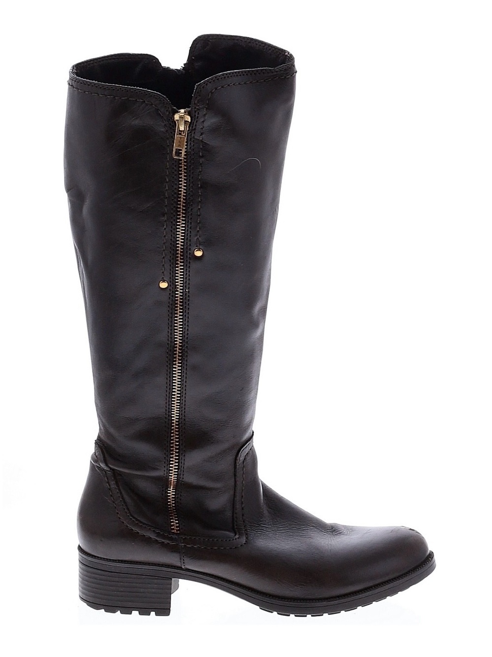 Bussola Riding Boots in Dark Brown with Gold Detail, Size 38/8, Excellent Cond